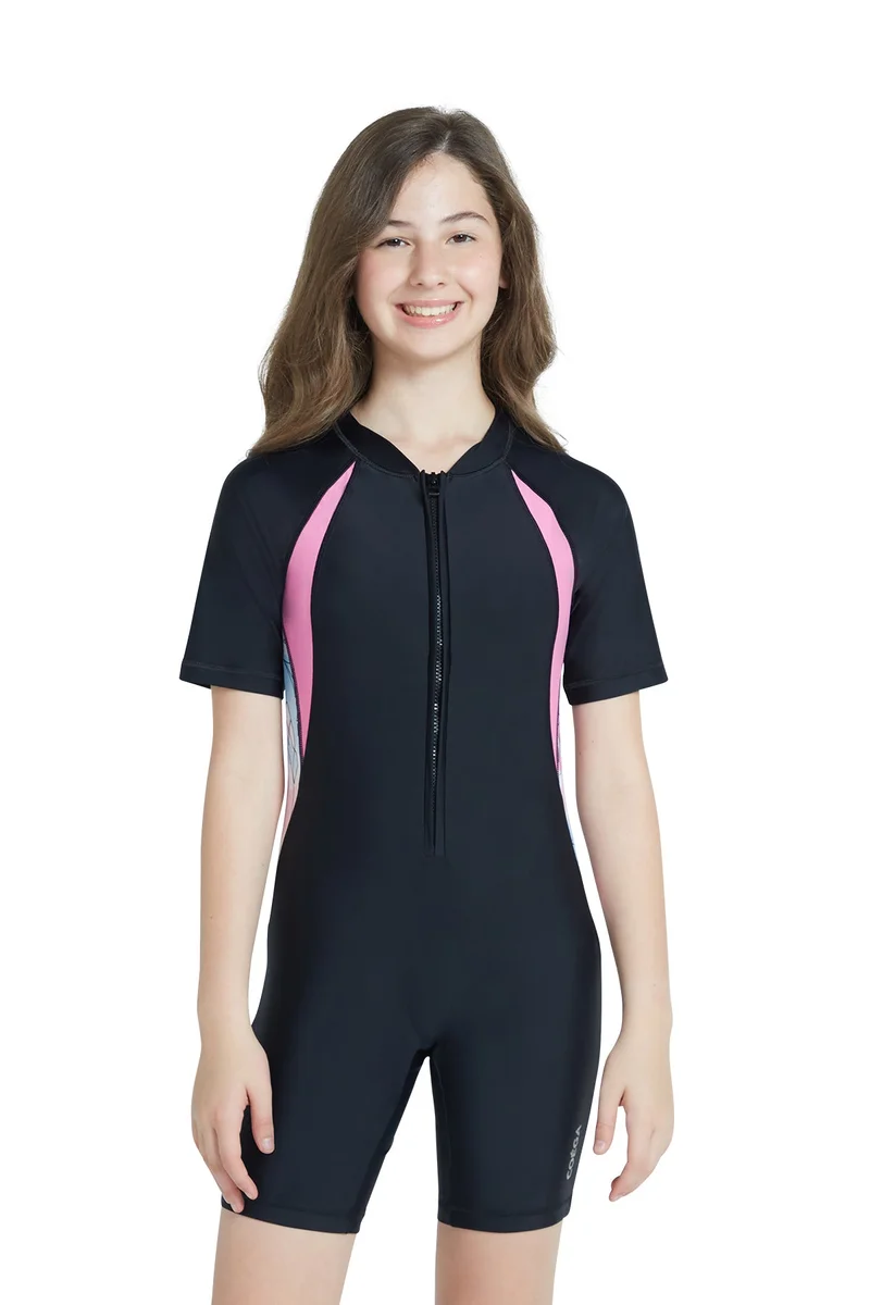 COEGA  Girls Youth Slim-kini Short - Nero Floral Drawings